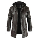 Jaqueta Longa de Couro com Capuz Masculina Sampaio®