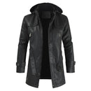 Jaqueta Longa de Couro com Capuz Masculina Sampaio®